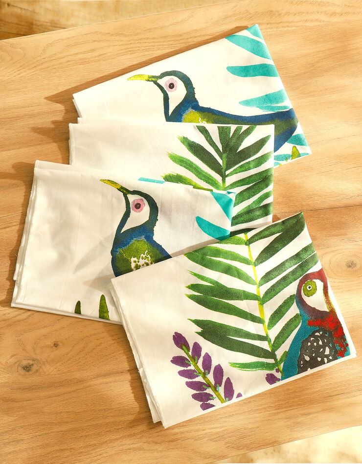 Tissu cadeau furoshiki imprimé taille S, lot de 4 - collection upcycling (blanc / vert) Tissu cadeau furoshiki imprimé taille S, lot de 4 - collection upcycling (blanc / vert)