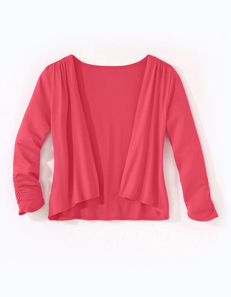 Boléro maille fluide manches 3/4 (corail)