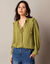 Blouse unie détails volantés, crépon (vert)