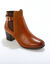 Boots en cuir bi-matière élastiquées à boucle et à talon (caramel)