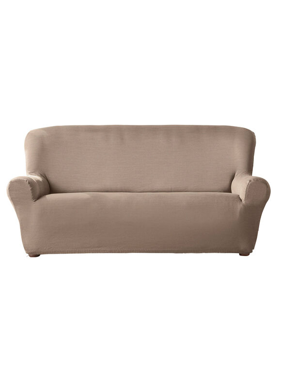 Housse extensible unie canap&eacute; fauteuil accoudoirs (taupe)