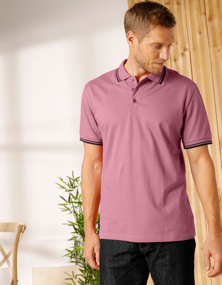 Polo uni maille piquée manches courtes (vieux rose) Polo uni maille piquée manches courtes (vieux rose)