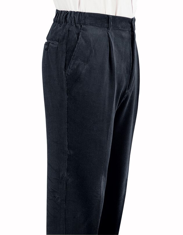 Pantalon velours taille élastiquée à pinces (gris)