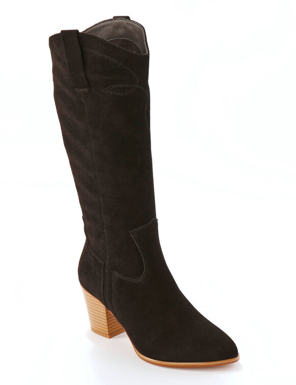 Bottes hautes santiags, cuir suédé (noir)