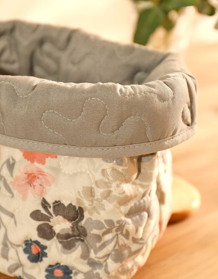Panier de rangement matelassé, lot de 2 - collection upcycling (blanc/rose/gris) Panier de rangement matelassé, lot de 2 - collection upcycling (blanc/rose/gris)