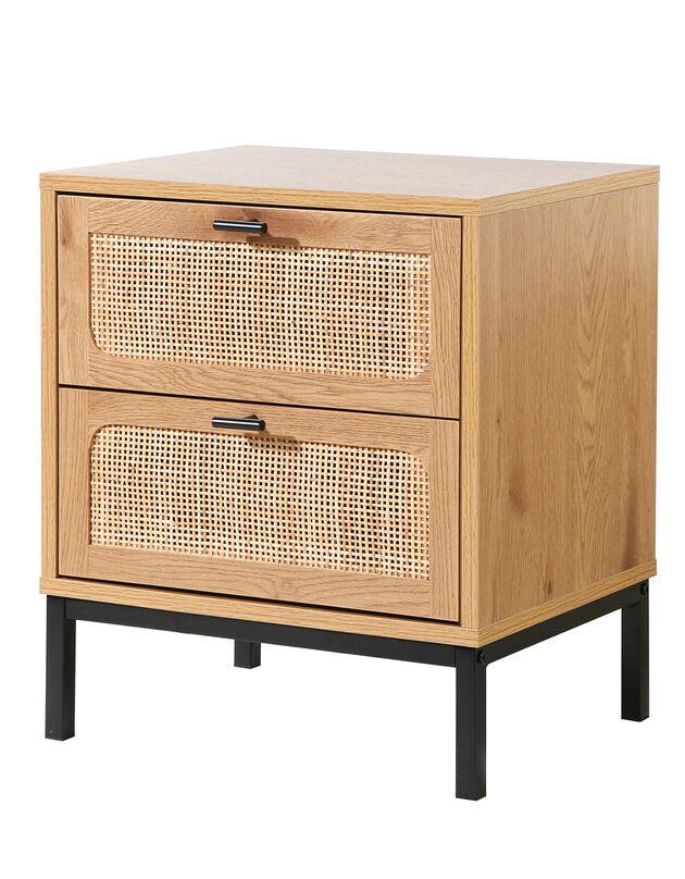 Table de chevet WICKOOD 2 tiroirs avec cannage rotin (naturel)