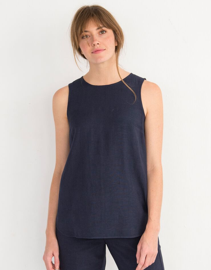 Top sans manches viscose-lin (indigo)