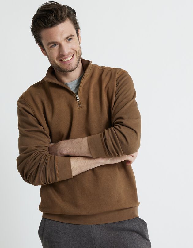 Sweat molleton col camionneur zippé (cuivre)