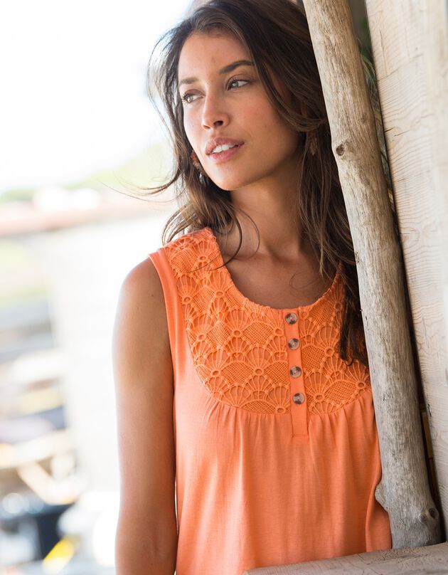 Débardeur à plastron macramé (mangue)
