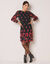 Robe en voile imprimé, manches 3/4 (noir / rouge)