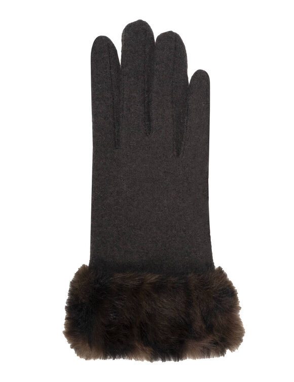 Gants tactiles poignets fourr&eacute;s  (marron / noir)