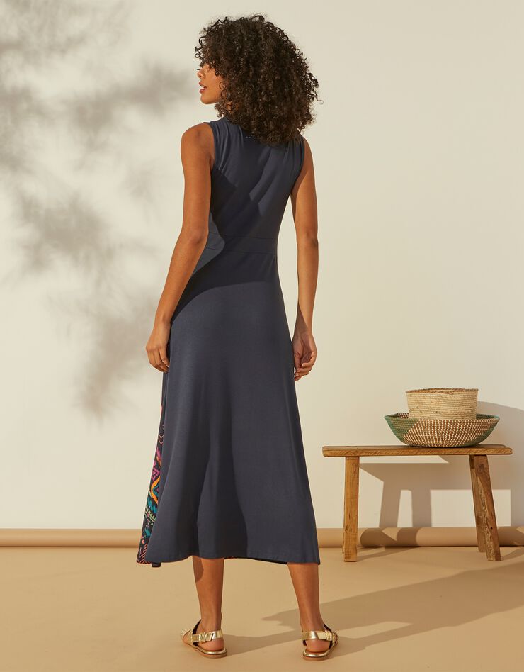 Robe longue sans manches, imprimé en base (marine / corail) Robe longue sans manches, imprimé en base (marine / corail)