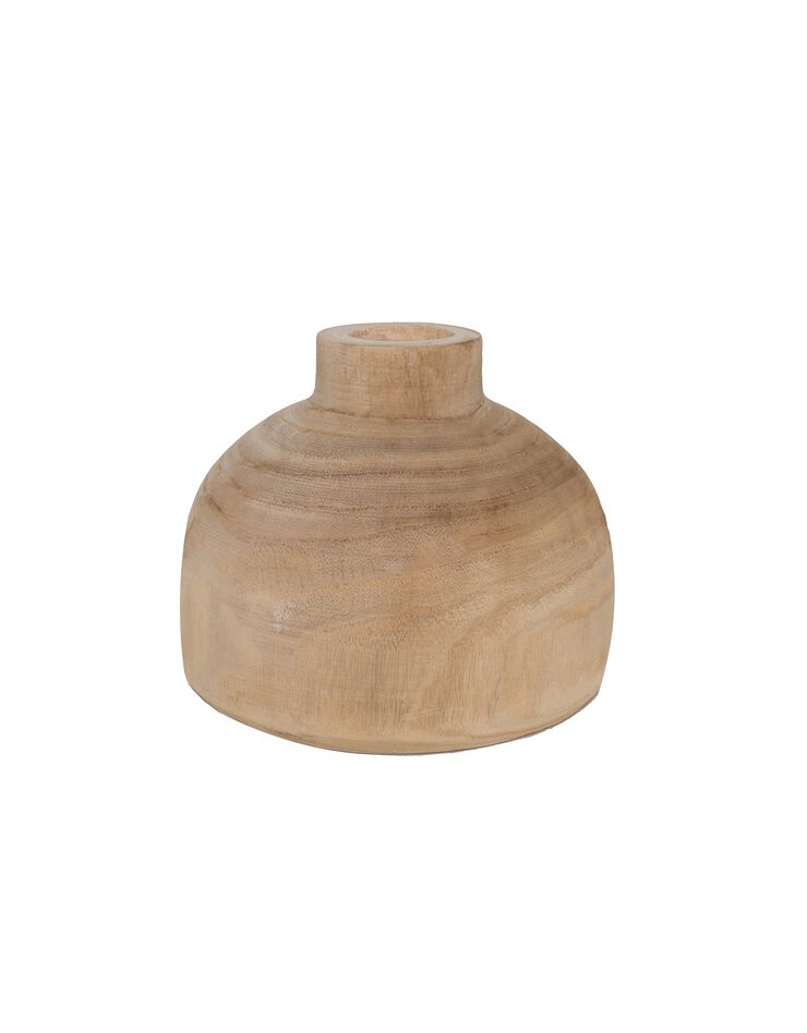 Grand vase en bois brut forme bonbonne - hauteur 15 cm (bois)