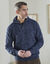 Pull col camionneur côte anglaise 30% laine (bleu mouliné)