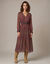 Robe longue boutonn&eacute;e imprim&eacute;e, taille smock&eacute;e (violet)