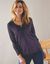 Cardigan boutonné col rond uni, toucher doux (aubergine)