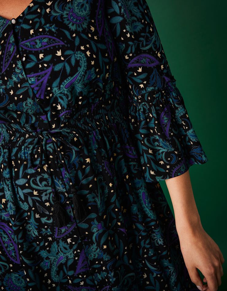 Robe imprimée boutonnée (noir / violet)