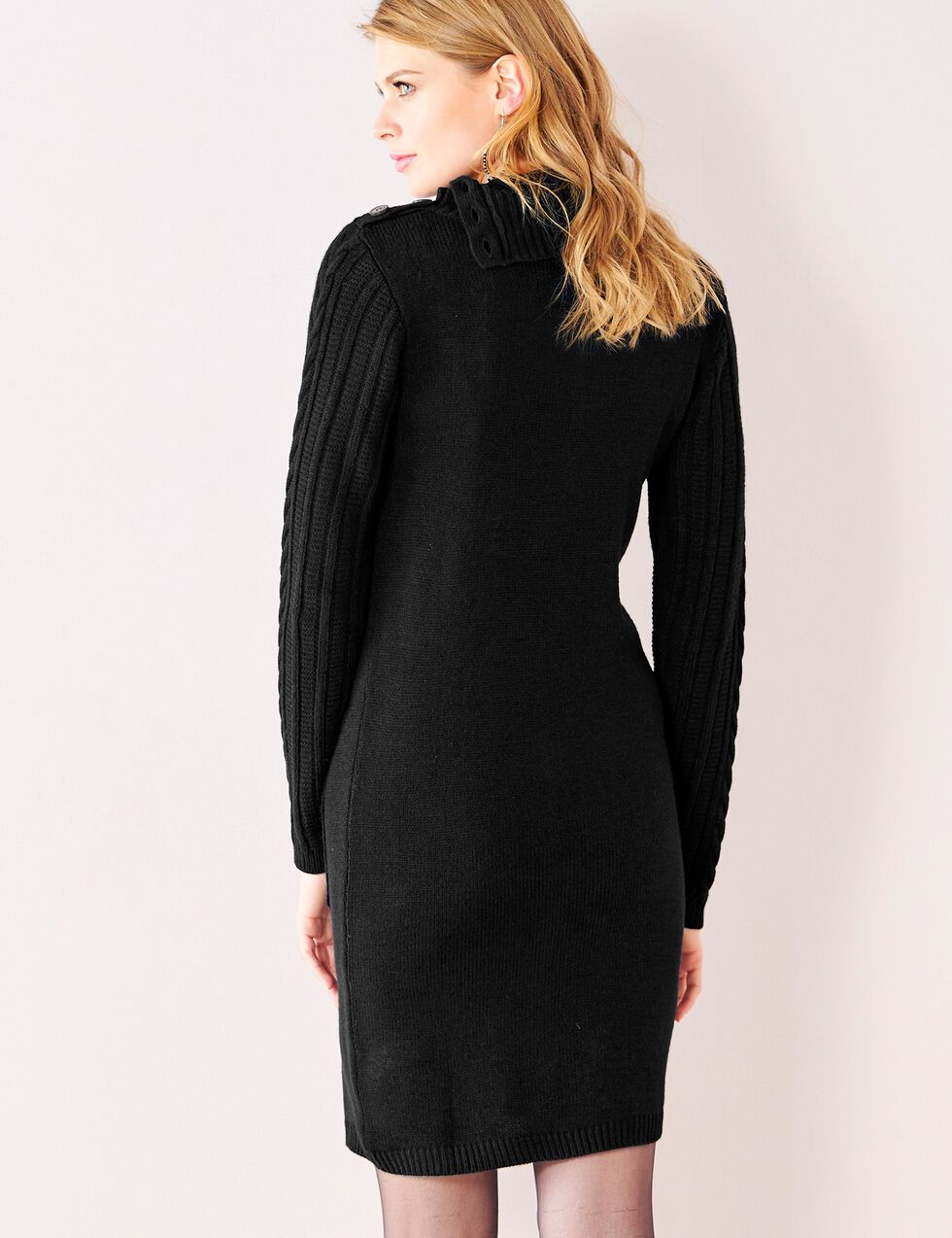 Robe Pull Femme Maille Torsadée - Manches Longues Avec Jupe Plissée - Élégante Et Confortable - Taille Haute