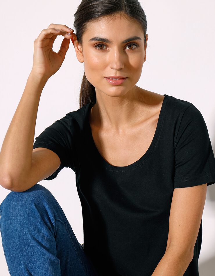 Tee-shirt uni col rond en coton bio(1), éco-responsable (noir) Tee-shirt uni col rond en coton bio(1), éco-responsable (noir)