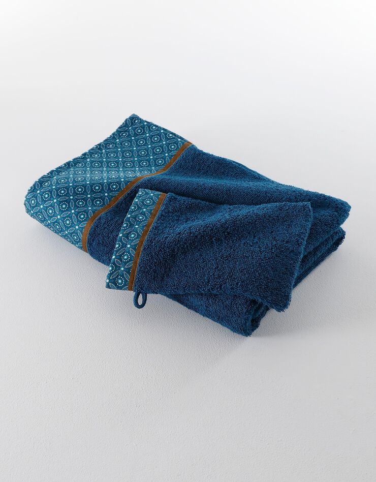 Éponge coton liteau motif géométrique - 420 g/m² (bleu paon) Éponge coton liteau motif géométrique - 420 g/m² (bleu paon)