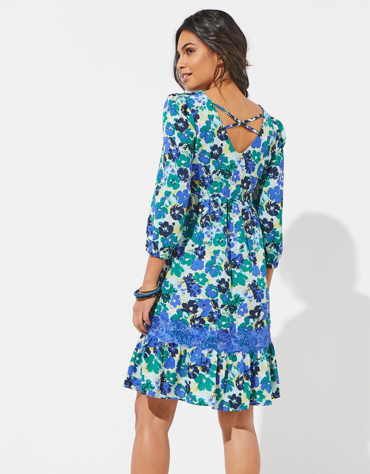 Robe dos croisé imprimée (vert / bleu) Robe dos croisé imprimée (vert / bleu)