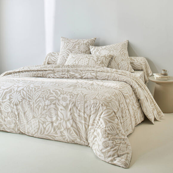 Linge de lit Montego en coton imprim&eacute;  (beige)