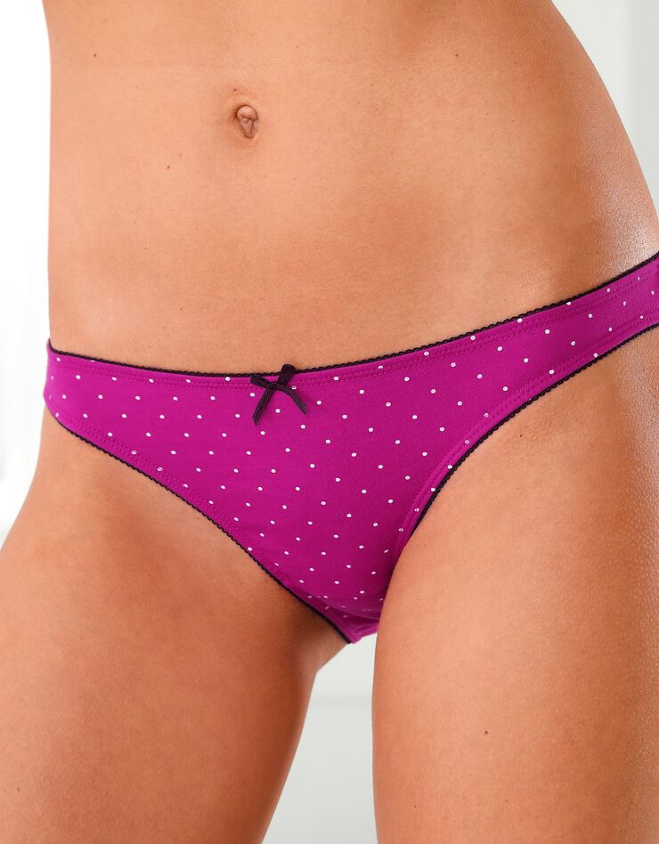 Slip coton imprimé gamme "flocons" - lot de 4 (prune / fuchsia) Slip coton imprimé gamme "flocons" - lot de 4 (prune / fuchsia)