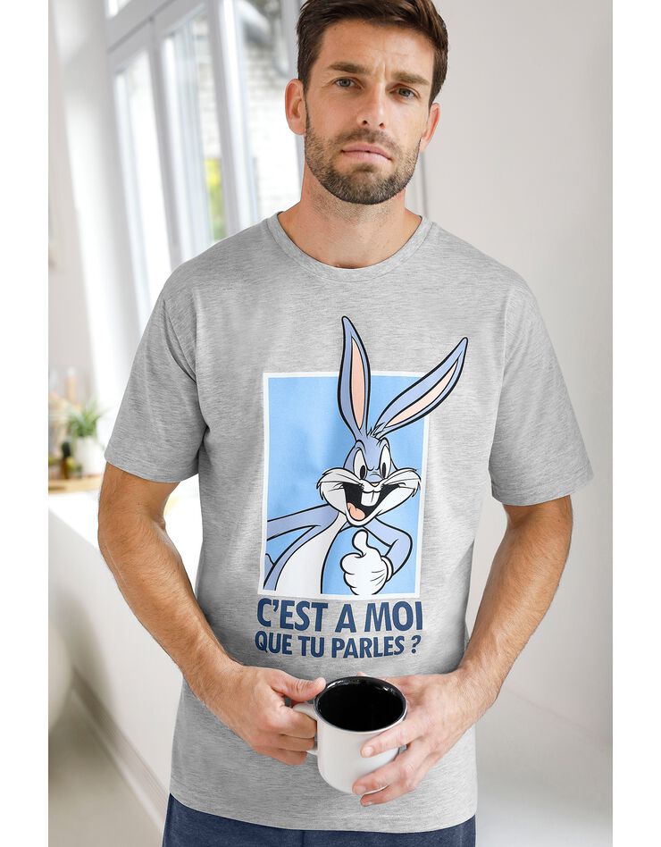 Pyjashort Bugs Bunny manches courtes (bleu / gris)