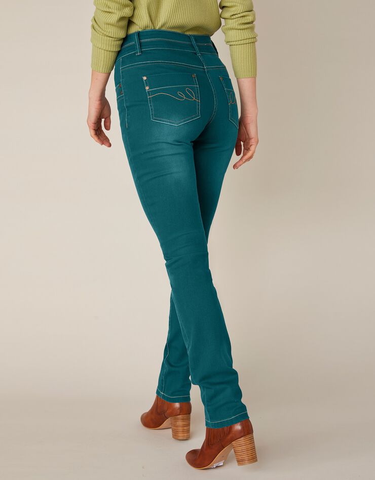 Jean coupe droite stretch couleur (émeraude)