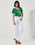 Pantalon twill coupe large taille haute, grande stature (blanc)