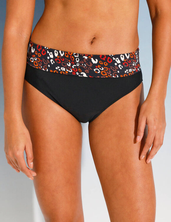 Slip de bain modulable imprimé Tarafa (noir / paprika)
