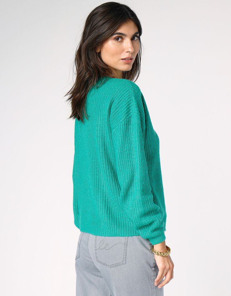 Pull boîte manches longues, maille anglaise (vert) Pull boîte manches longues, maille anglaise (vert)