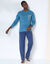 Pantalon pyjama coton uni (marine)