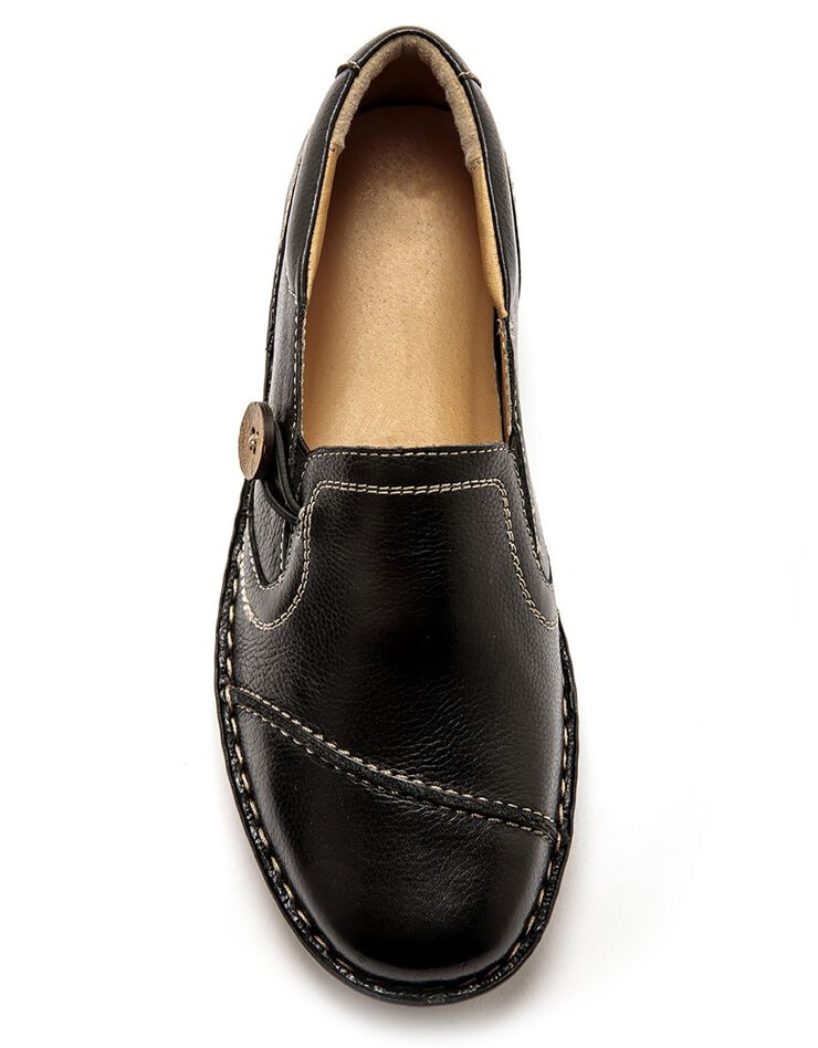 Sans-gêne élastiqués cuir noir - grande largeur (noir) Sans-gêne élastiqués cuir noir - grande largeur (noir)