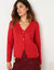 Gilet col V boutonné base asymétrique (rouge)