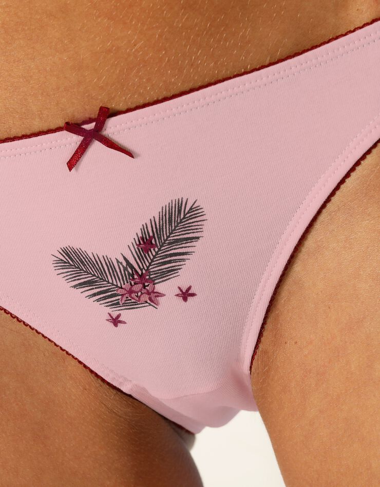 Slip coton imprimé "feuilles" - lot de 4 (bordeaux / rose poudré) Slip coton imprimé "feuilles" - lot de 4 (bordeaux / rose poudré)