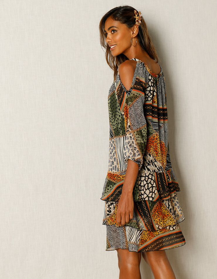 Robe en voile imprimée (noir / vert)