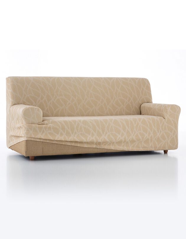 Housse extensible motif jacquard pour fauteuil et canapé  (beige)