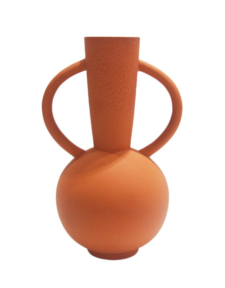 Vase rond céramique, double anses - hauteur 29,5 cm (orange)