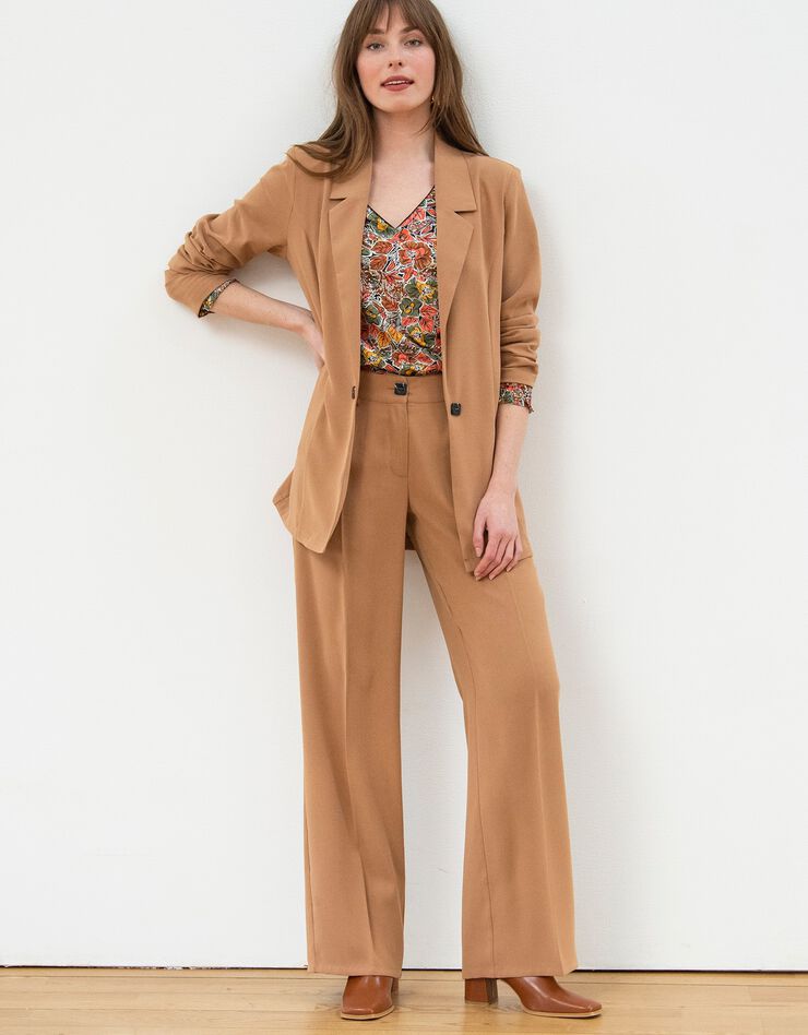 Veste blazer fluide manches longues (caramel)