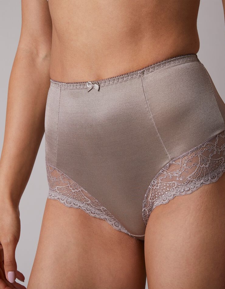 Gainette maille satinée et dentelle Salford - lot de 2 (chocolat + taupe)