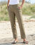 Pantalon coupe mom coton-lin uni (kaki)