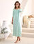 Chemise de nuit longue manches longues imprimée "fleurettes" (vert amande)