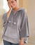 Poncho à capuche, maille polaire toucher peluche (gris)