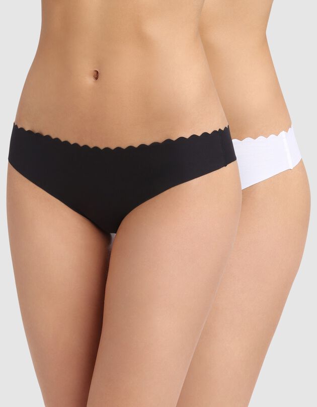 String  coton stretch Body Touch- Lot de 2 (blanc + noir)