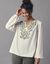 Blouse brodée manches blousantes (écru / kaki)