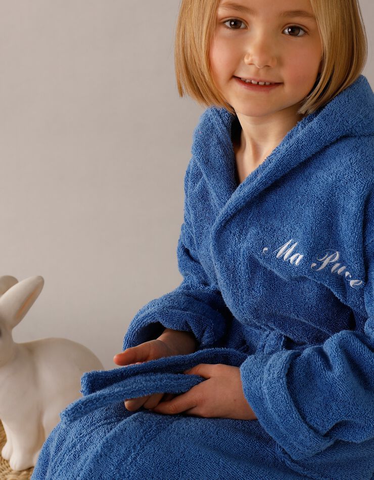 Peignoir enfant éponge à capuche personnalisable  (bleu dur)