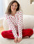 Pyjama polaire imprim&eacute; pois toucher peluche manches longues (cerise pois)