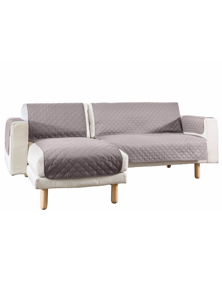 Protège-méridienne réversible microfibre matelassée (taupe)