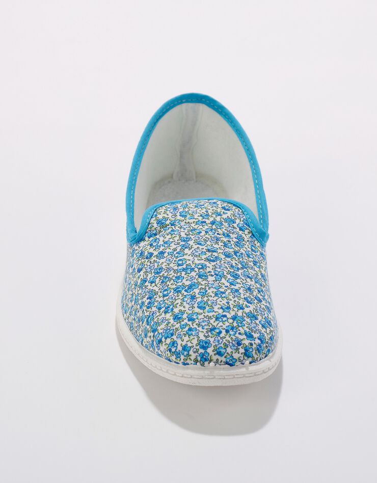Pantoufles forme charentaise fleuries (bleu) Pantoufles forme charentaise fleuries (bleu)
